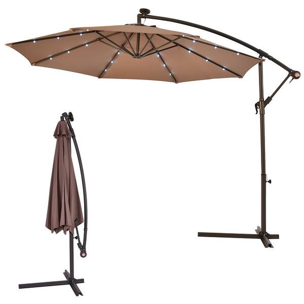 Costway 10 Patio Umbrella With Solar Led Lights And Costway 10 Patio Umbrella With