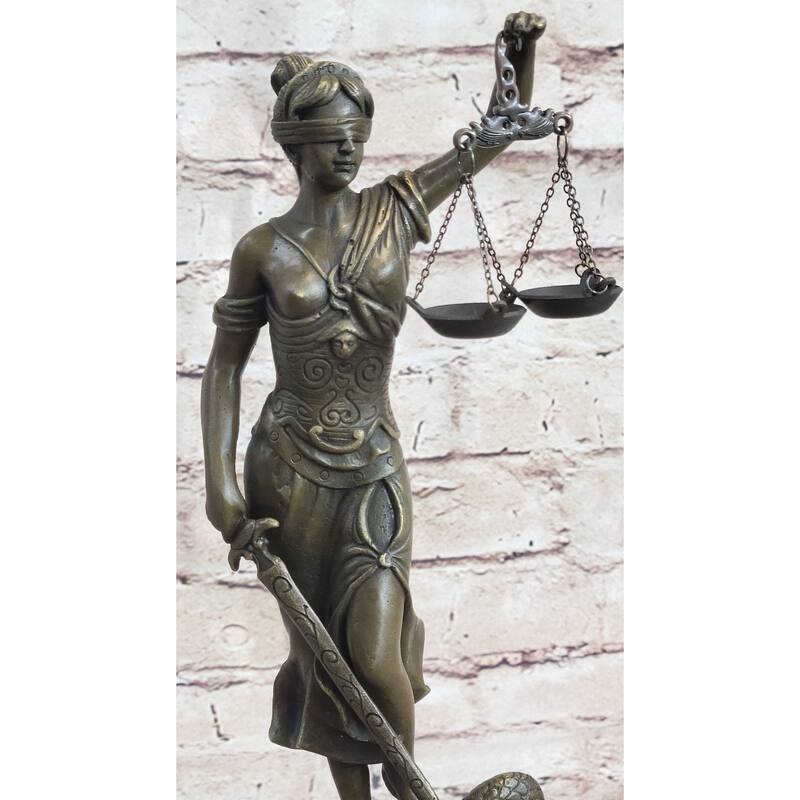 Bronze Blind Lady Of Justice Scales Law Lawyer Attorney Office Statue Sculpture