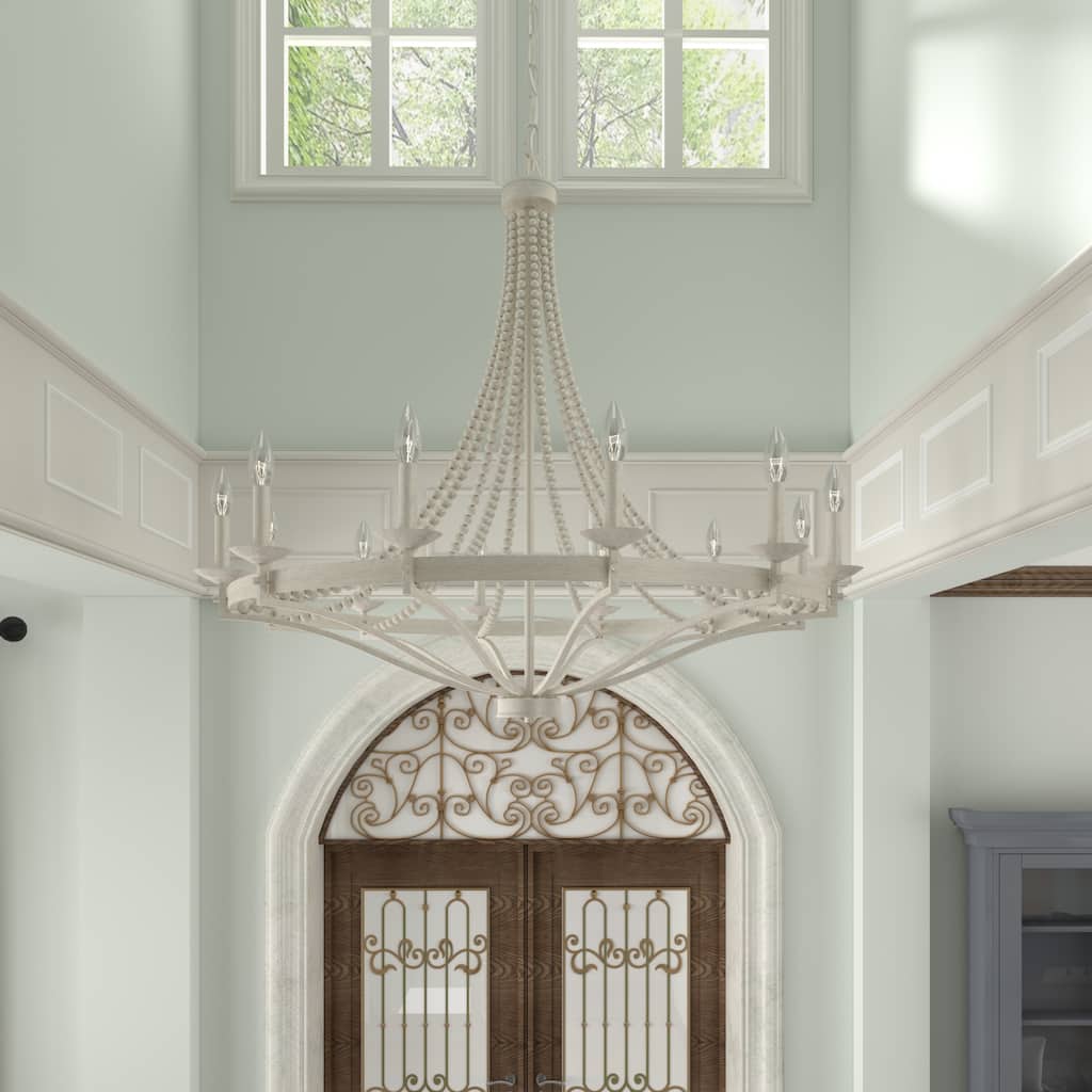Fidenza Empire 12-light Farmhouse Coastal Beaded Chandelier with UL Certified - 40''
