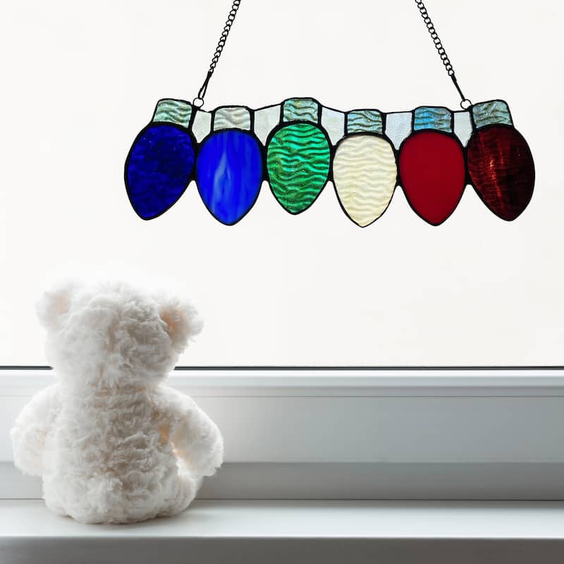 River of Goods Old-Fashioned Holiday Lights River of Goods Stained Glass Window Panel - 12" x 0.25" x 4"