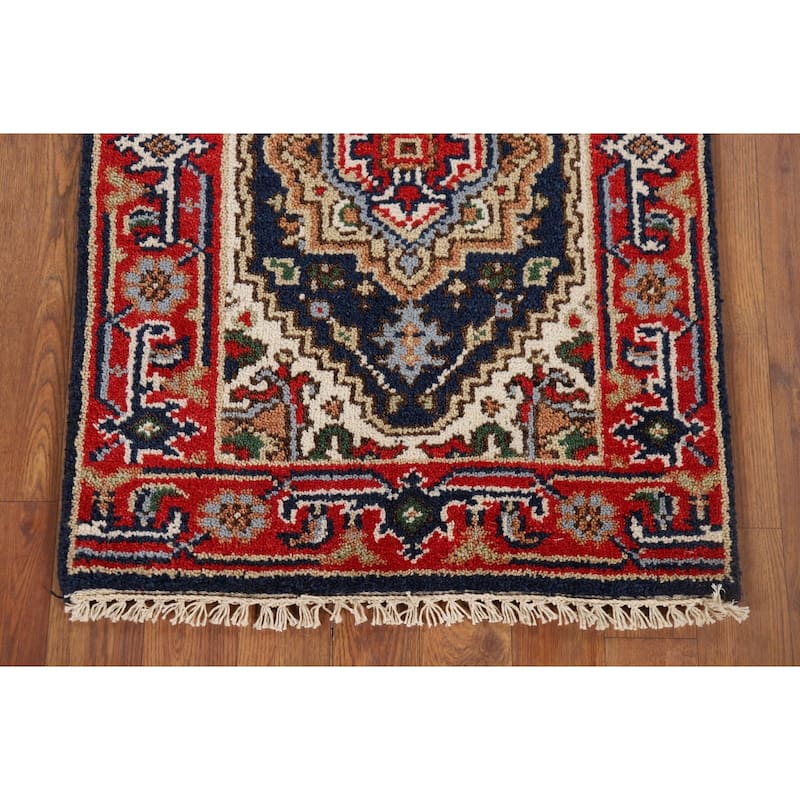 Geometric Heriz Serapi Foyer Rug Hand-Knotted Wool Carpet - 2'0" x 3'0"