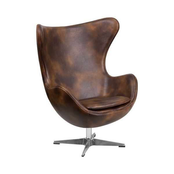 Offex Bomber Jacket Leather Egg Chair with Tilt-Lock Mechanism