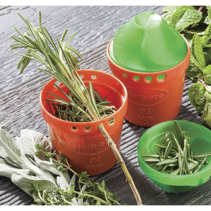 Hutzler Herb-Eze Herb Stripper & Freezer Storage Container - Strip, Measure, Collect and Store Fresh Herbs