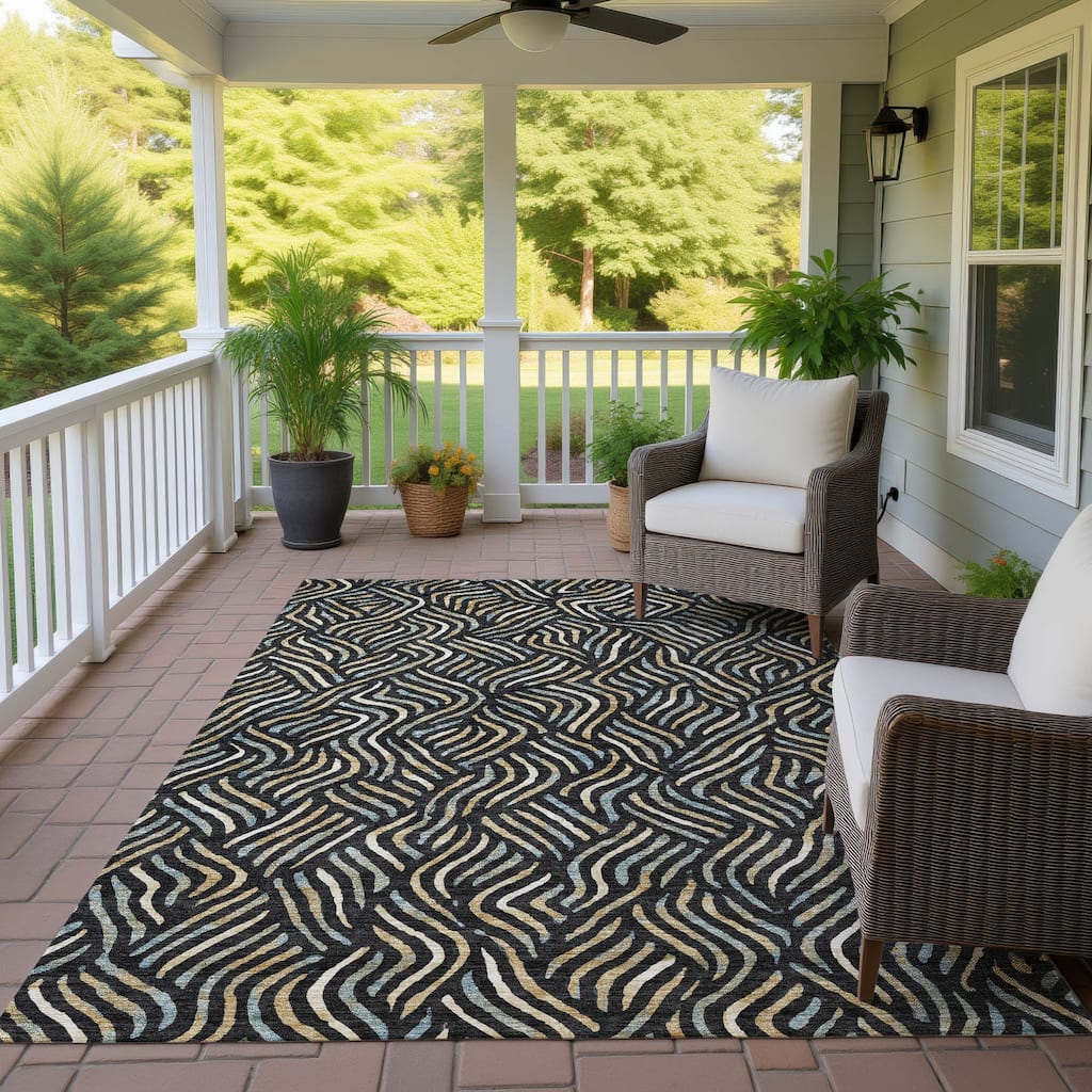 Machine Washable Indoor/ Outdoor Modern Jamie Chantille Rug
