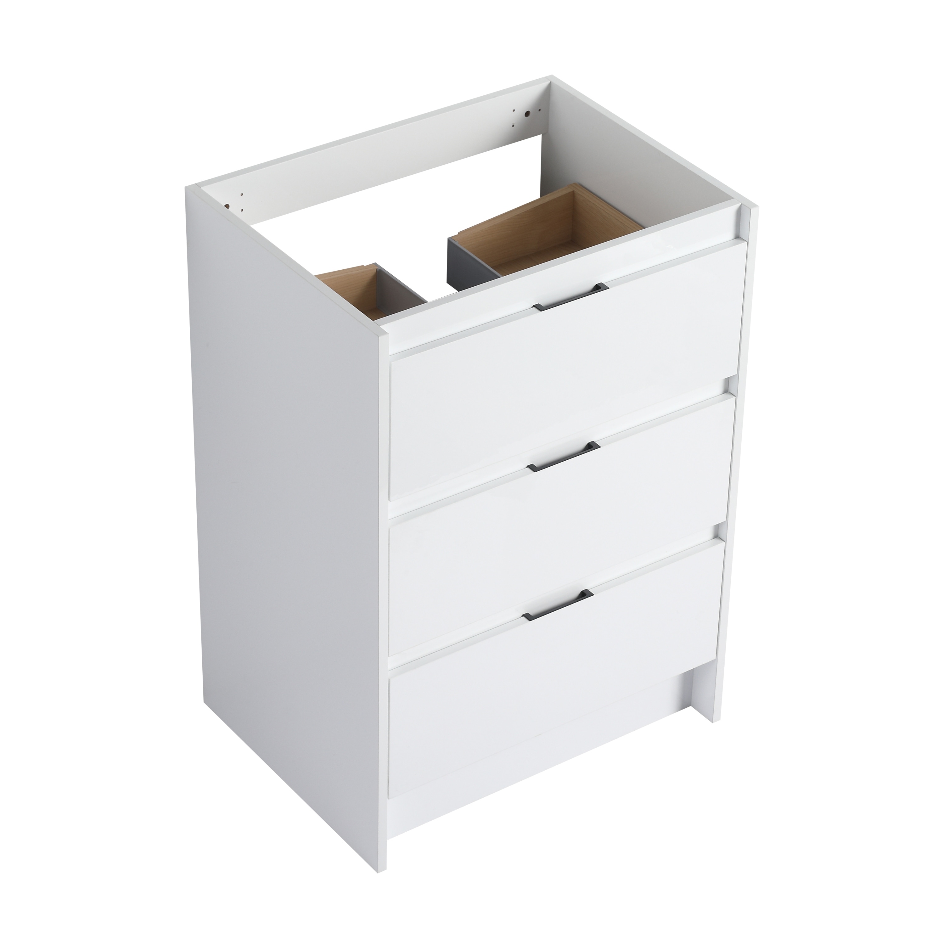 24" Freestanding Bathroom Cabinet, 3-Soft Close Drawers (Only Vanity)