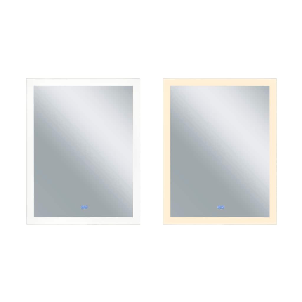 40" x 32" Abigail Matte White Rectangle LED Wall Mirror