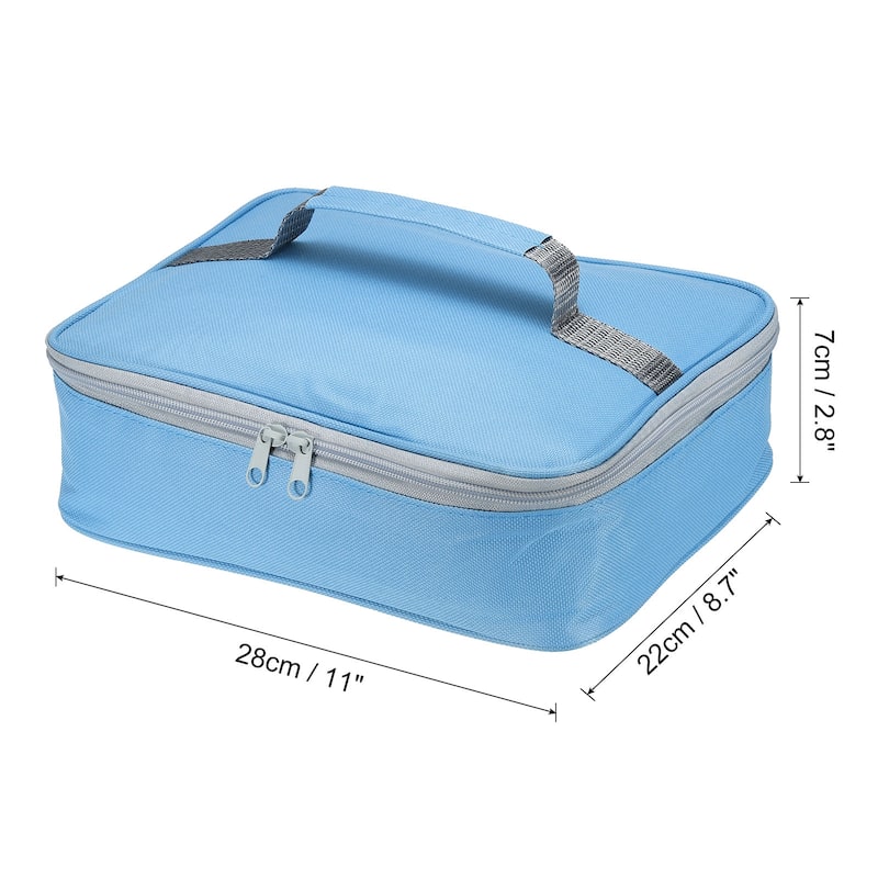 11"x8.7"x2.8" Portable Waterproof Insulated Lunch Tote Bag Lunch Box - Sky Blue Grey