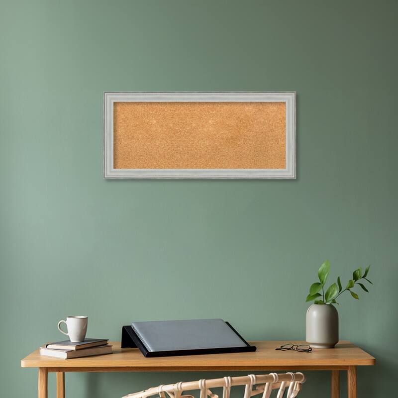 Bel Volto Silver Wood Framed Natural Corkboard Bulletin Board