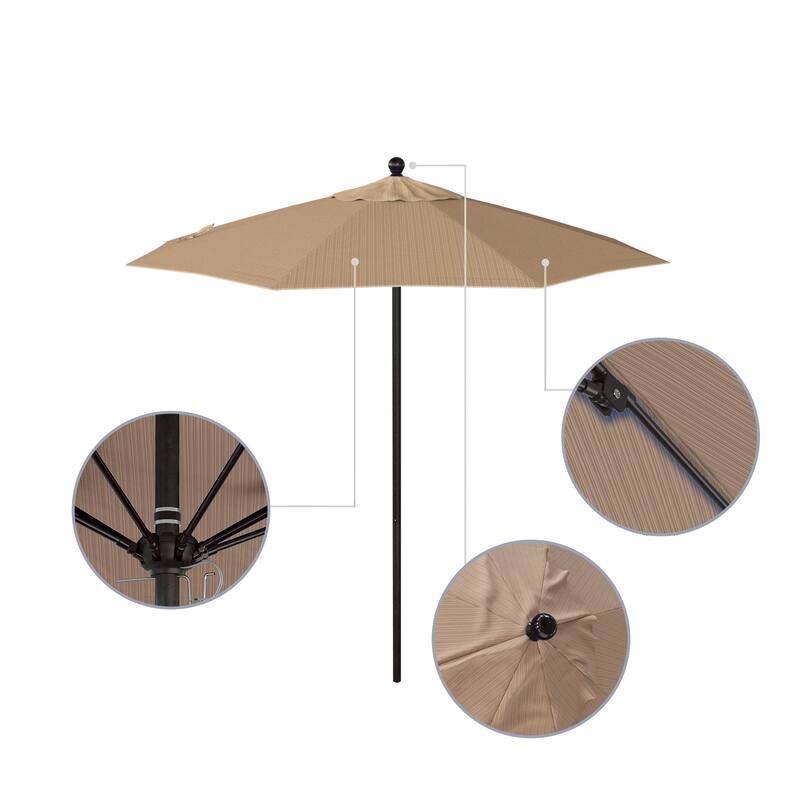 California Umbrella 7.5' Rd.. Aluminum Frame, Fiberglass Rib Market Umbrella, Push Open, Bronze Finish, Olefin Fabric