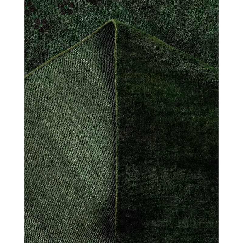 Overdyed, One-of-a-Kind Hand-Knotted Area Rug - Green - 11' 10" x 18' 0"