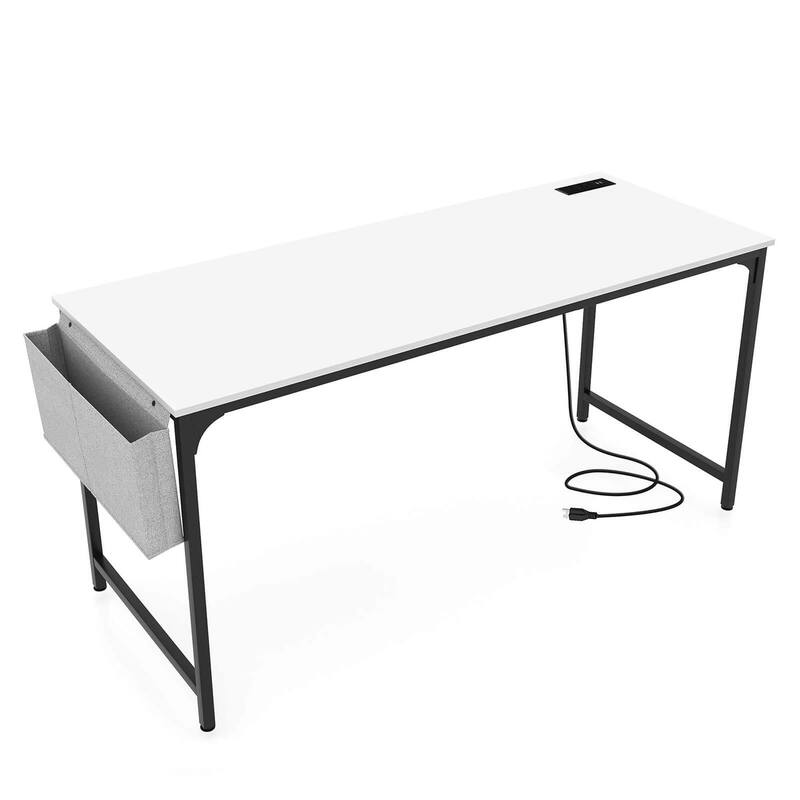 Costway 60" Modern Computer Desk with Charging Station with Storage
