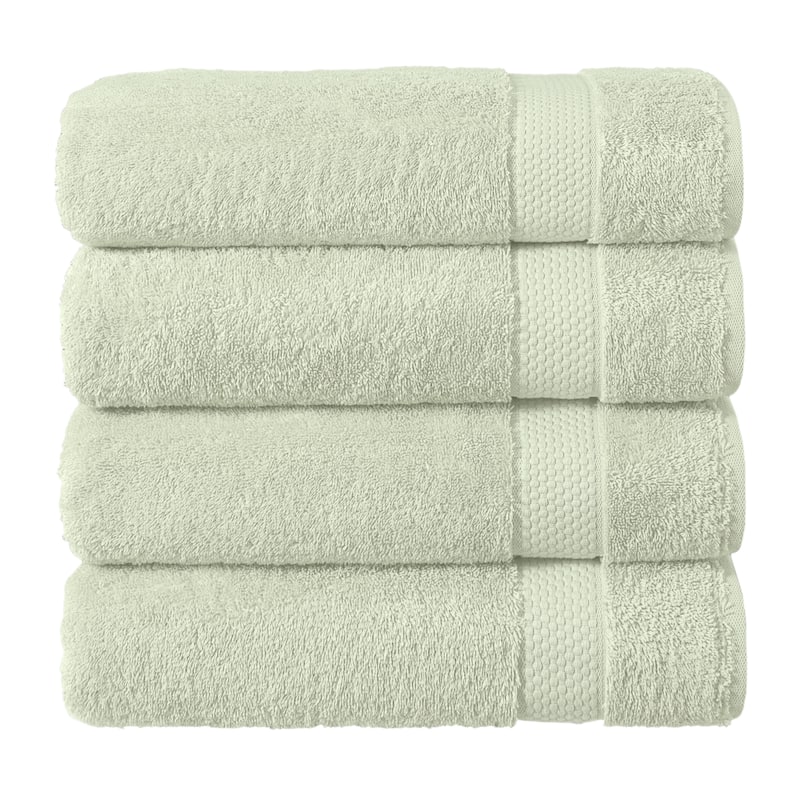 Authentic Hotel and Spa 100 percent Aeagean Long Staple Turkish Cotton STARLIGHT Terry Bath Towels (Set of 4) - Sea Green