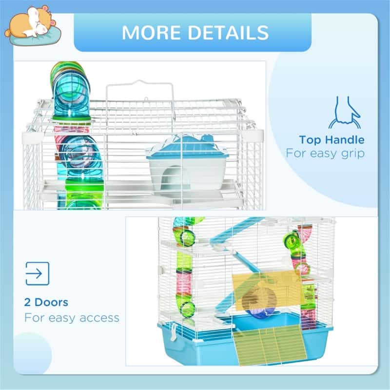 5-Tier Hamster Rat House with Includes Food Bowl and Water Fountain - 23.25" L x 14.25" W x 27.25" H