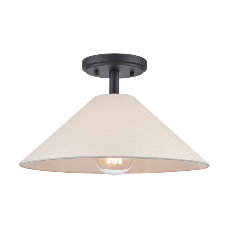 Elk Home Rydell Black With White Parchment Shade 1 Light Semi Flush