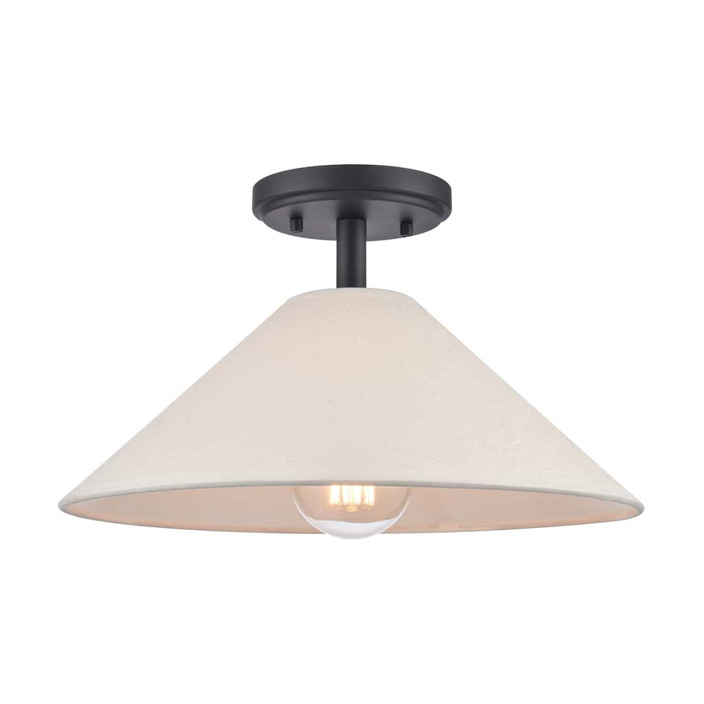 Elk Home Rydell Black With White Parchment Shade 1 Light Semi Flush