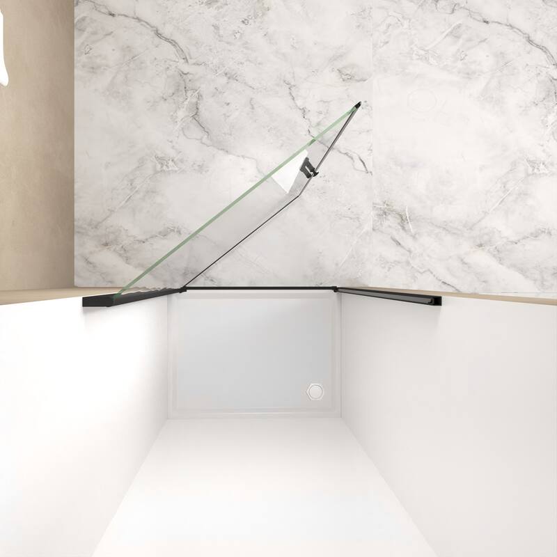 GDFStudio - Norwell Frameless Pivot Bathroom Shower Door with Tempered Glass