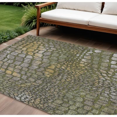 HomeRoots Abstract Transitional Rectangle Outdoor Rug