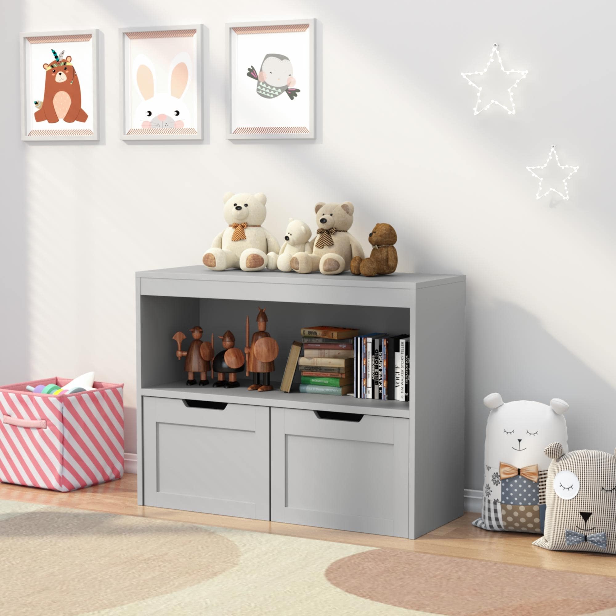 Book Organizer, Toy Storage Cabinet Organizer, Gray