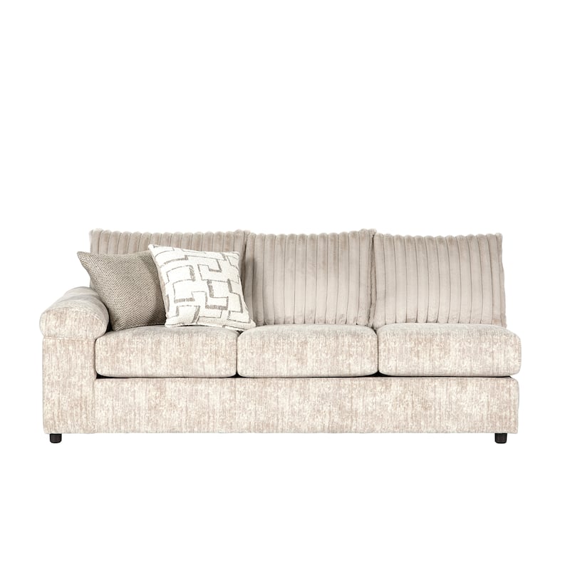 Roundhill Furniture Nason Wide Wale Corduroy Sectional Sofa Chaise with Armchair and Ottoman