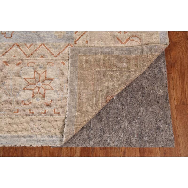 Vegetable Dye Oushak Turkish Large Rug Hand-Knotted Floral Wool Carpet - 9'11"x 14'0"