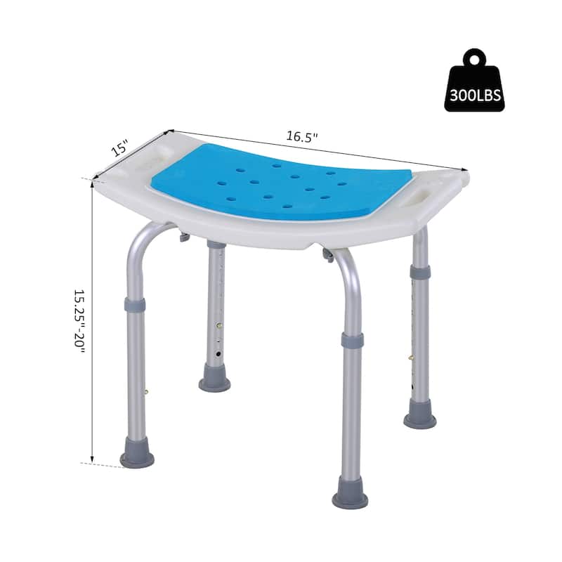Homcom 6-Level Adjustable Curved Bath Stool Spa Shower Chair Non-Slip Design for the Elderly, Injured, & Pregnant Women