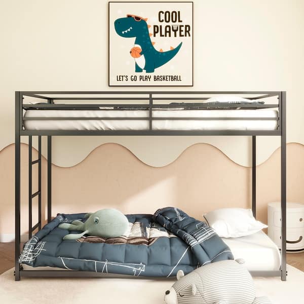 slide 2 of 11, Adam Twin Over Twin Metal Bunk Bed, Safe & Durable Black