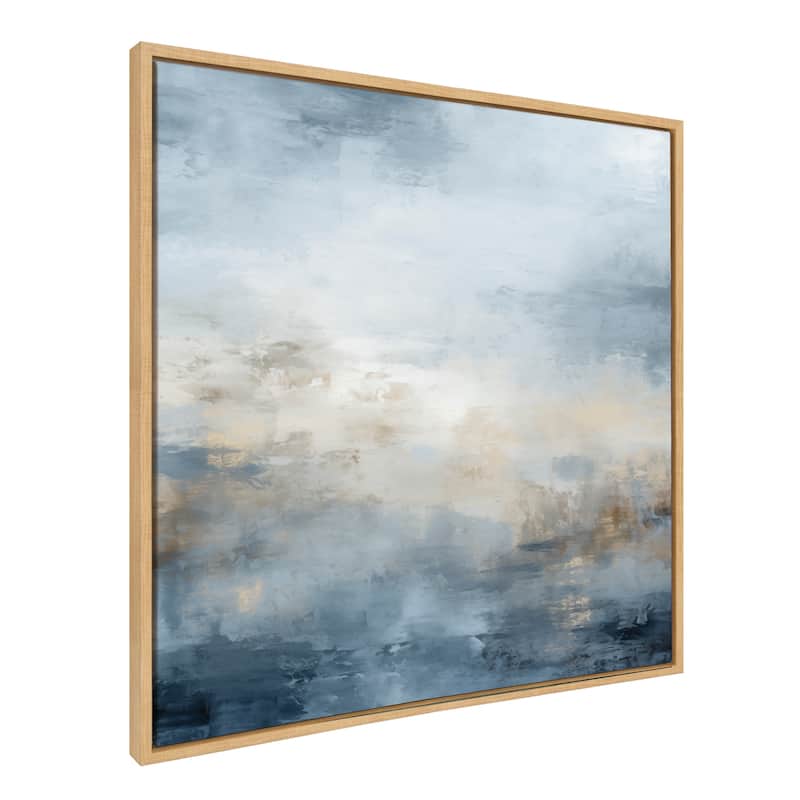 Kate and Laurel Sylvie Tonal Blue Framed Canvas by Creative Bunch Studio - 30x30 - Natural