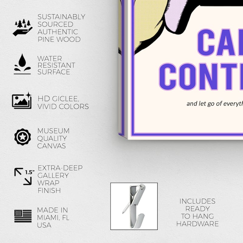 Wynwood Studio Canvas Typography and Quotes Focus on Control Purple and Vanilla Modern & Contemporary Wall Art Canvas Print