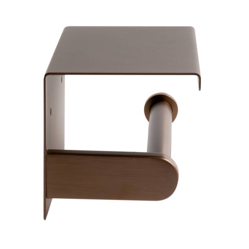 ALFI brand ABTPP66-BC Brushed Copper PVD Stainless Steel Toilet Paper Holder with Shelf - Brown