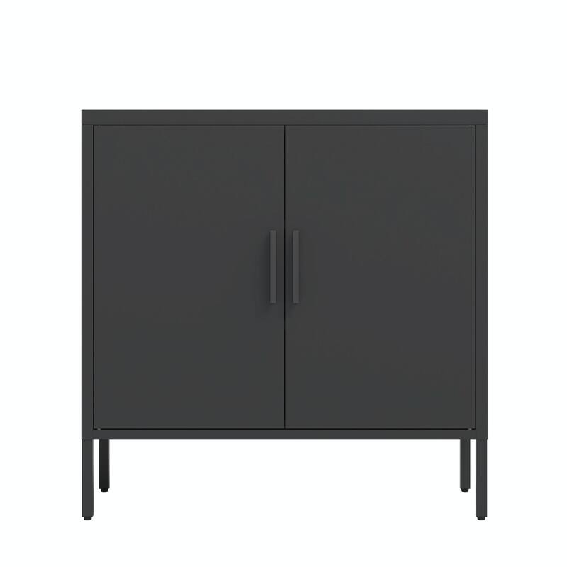 Steel Lockable Garage Storage Cabinet with 2 Doors and 2 Adjustable Shelves