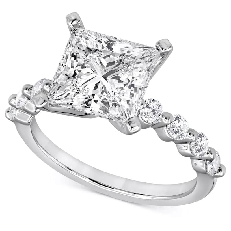 Bliss Diamond 3Ct Princess Cut Diamond Engagement Ring White Gold Lab Grown - 7.5 - White