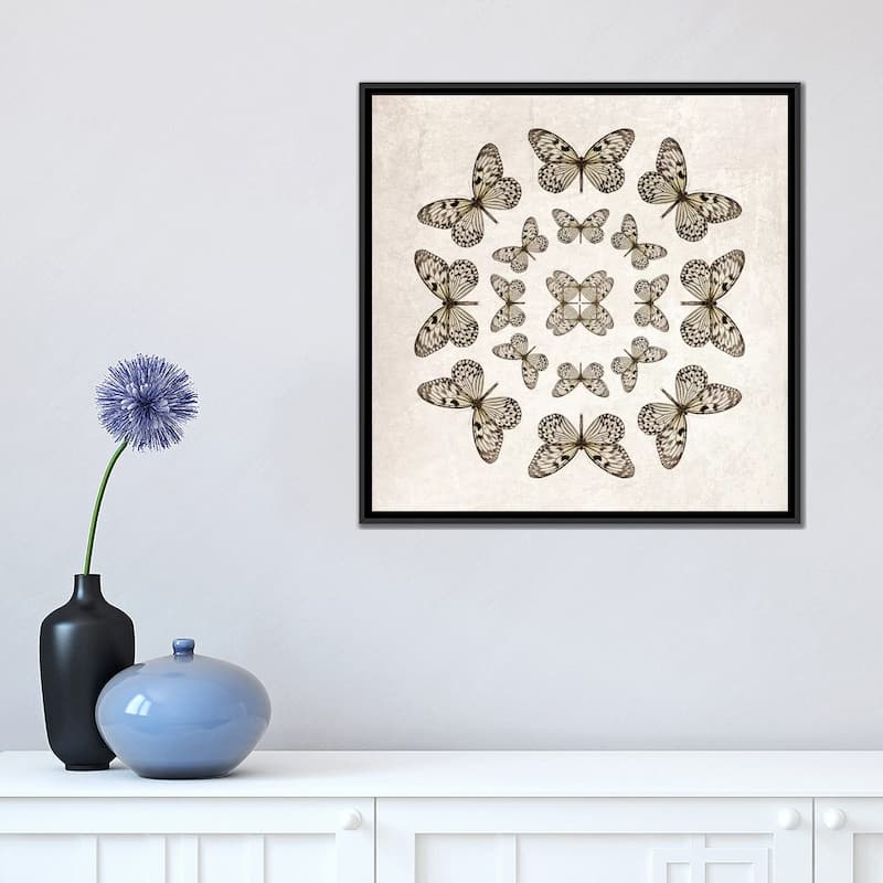 iCanvas "Rice Paper Butterfly Circles" by Alyson Fennell Framed Canvas Print