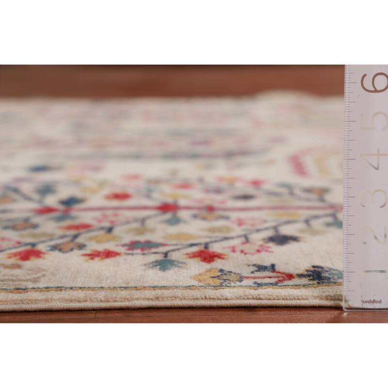 Hand Knotted Oriental 100% Wool Carpet Traditional Geometric Beige & Ivories Kazak Area Rug - 7' 10'' X 5' 6''
