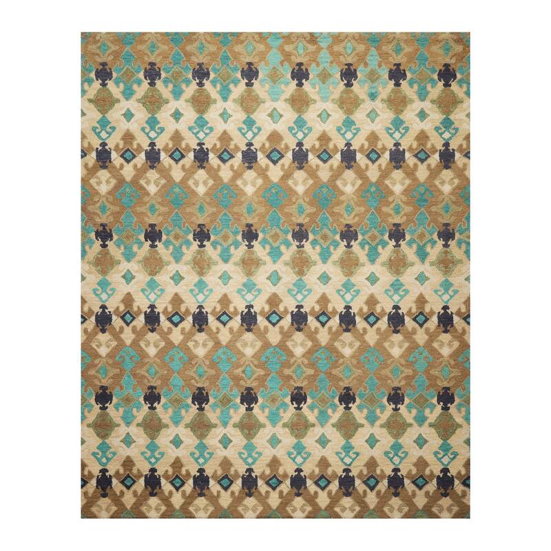 Hand Tufted 100% Wool Oriental Area Rug Beige,Brown Color