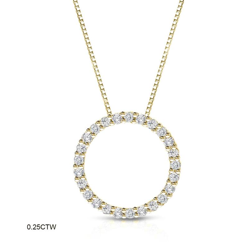 Auriya 14K Yellow Gold Diamond Circle Pendant Necklace - 0.25ctw