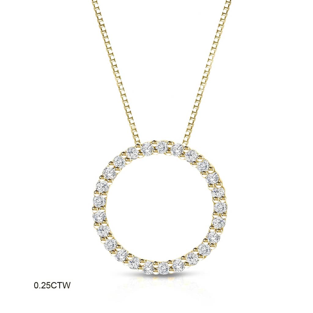 Auriya 14K Yellow Gold Diamond Circle Pendant Necklace