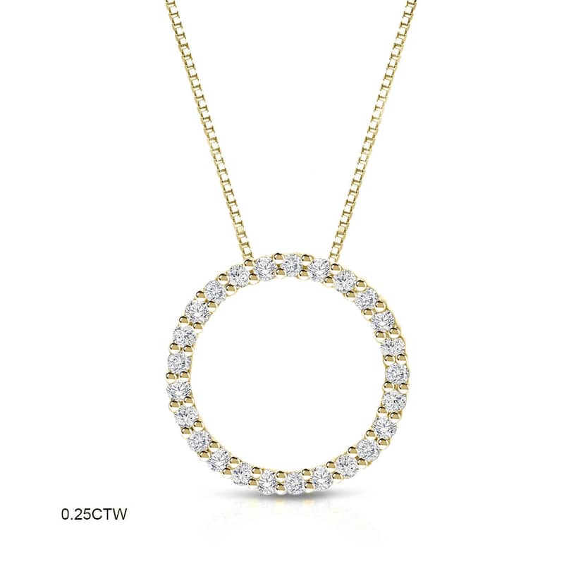 Auriya 14K Yellow Gold Diamond Circle Pendant Necklace