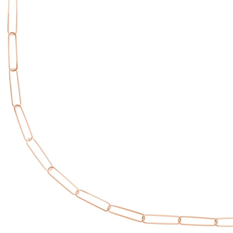 Curata 14k Rose Gold 3.4mm Paper Clip Chain Necklace (Lobster)