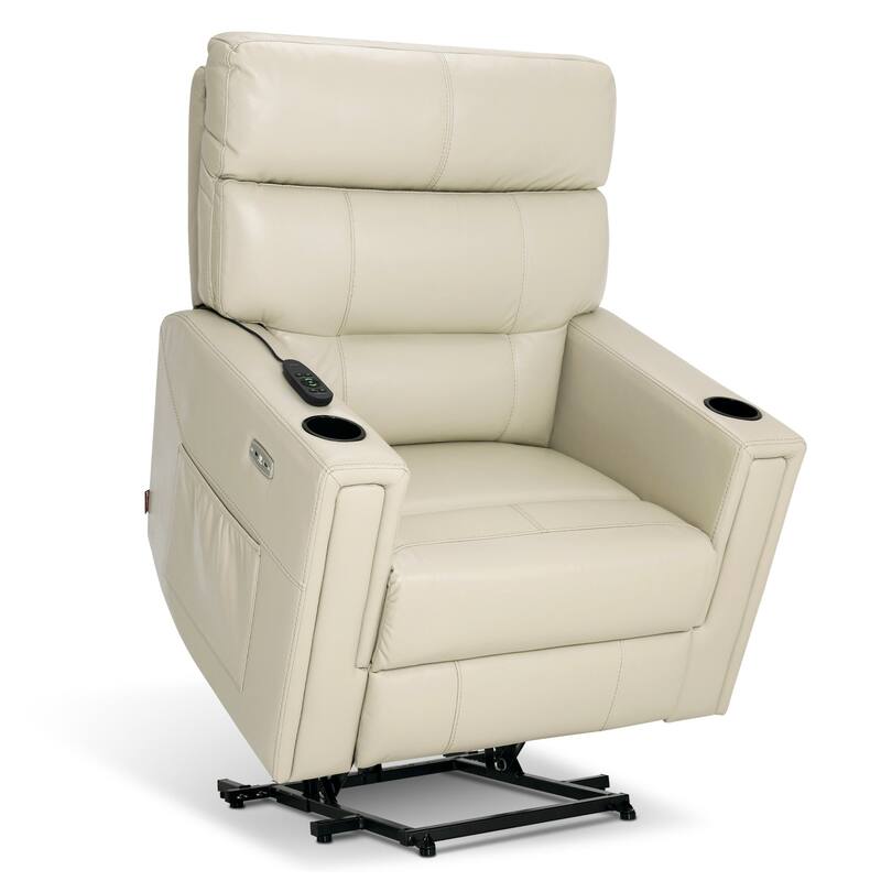 MCombo 380lbs Oversized Dual Motors Power Lift Recliner Chair, for Heights 5'7''-6'6" Big and Tall People, Faux Leather R7177