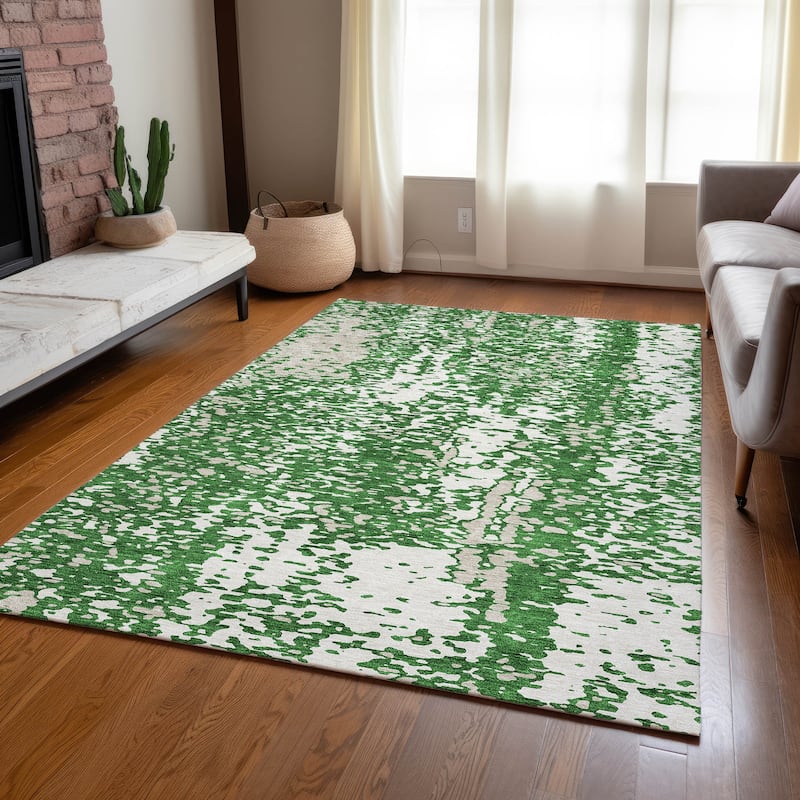 Machine Washable Indoor/ Outdoor Modern Abstract Chantille Rug