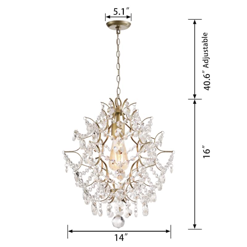 Dalia Brushed Silver-ish Champagne Single Light Mini Chandelier - 14 inches D x 16 inches H