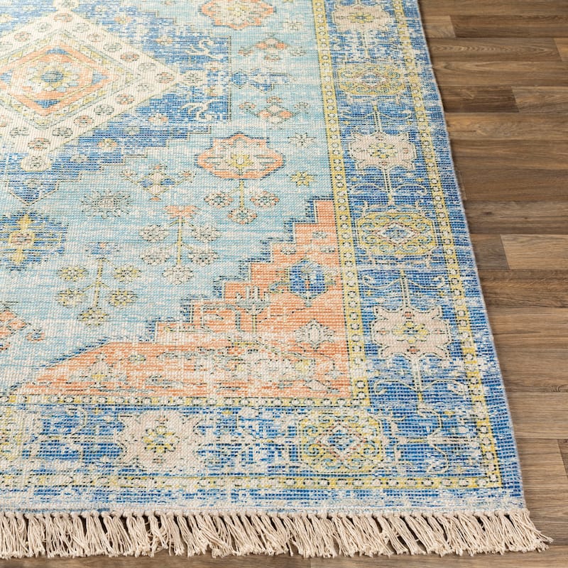 Livabliss Barack Distressed Medallion Handmade Cotton Area Rug