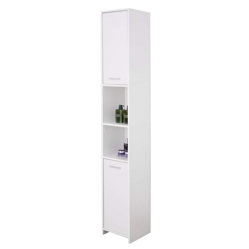 Standing Bathroom Linen Tower Storage Cabinet, White
