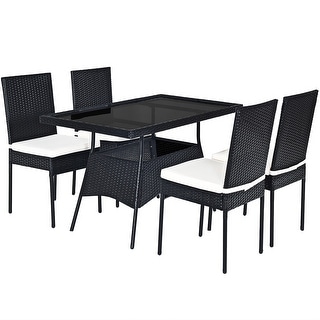 5PCS Patio Dining Set Outdoor Rattan Table and Chairs