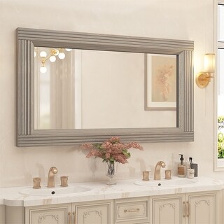 Solid Wood Frame Flat Bathroom Mirror-Large Size - Bed Bath & Beyond ...