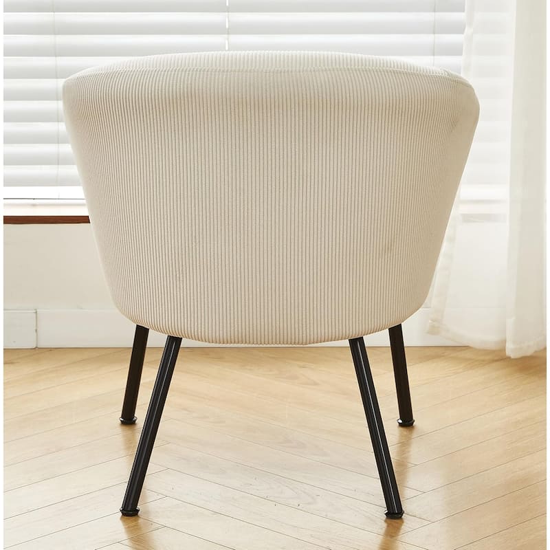 US Pride Furniture Modern Corduroy Accent Chair with Channel Back Design Black Metal Legs and Soft Upholstery