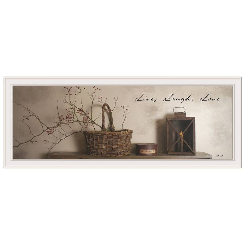 TrendyDecor4U Farmhouse "Live, Laugh and Love" Framed Print Wall Art by Billy Jacobs - Earthtone
