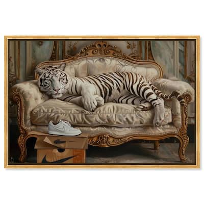Lounging Sneaker Tiger Canvas by Art Remedy