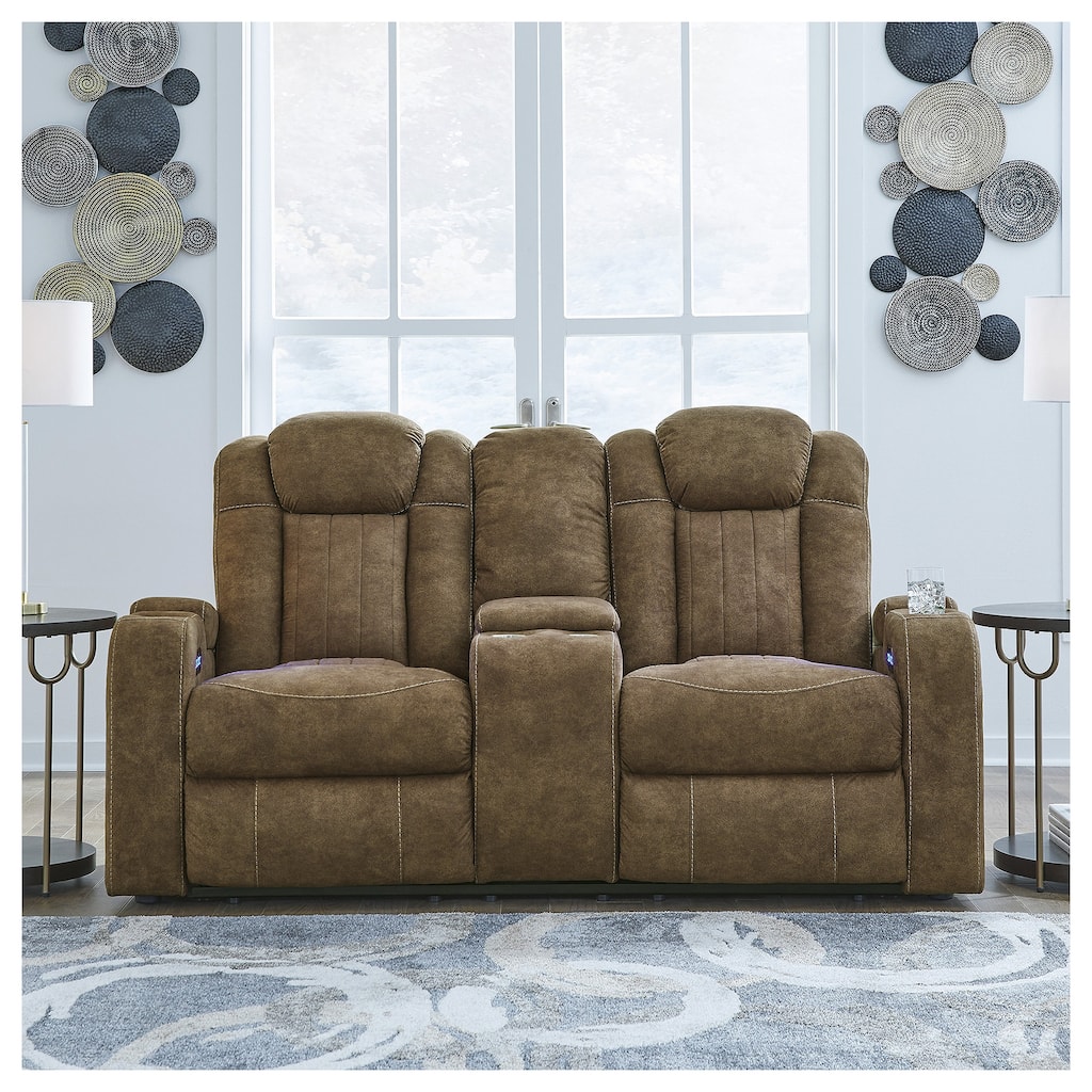 Signature Design by Ashley Wolfridge Brindle Power Reclining Loveseat - 75"W x 42"D x 42"H