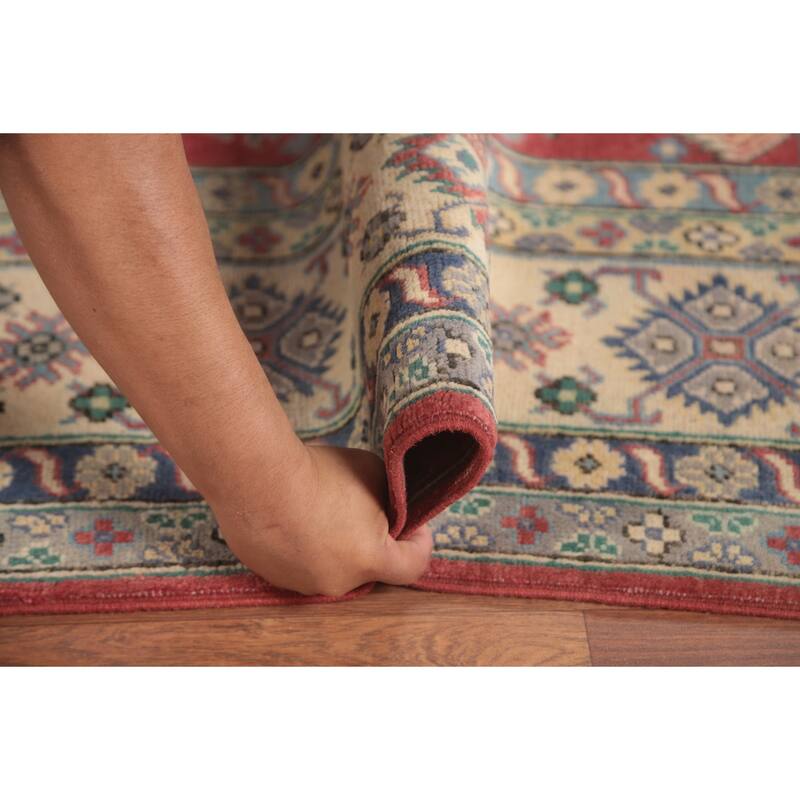 Traditional Red Kazak Area Rug Hand-Knotted Wool Carpet - 8'1" x 9'11"